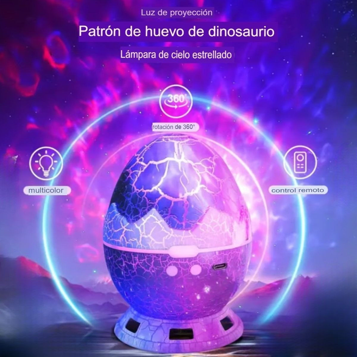 GENERICO - LÁMPARA PROYECTOR DE GALAXIA HUEVO DINOSAURIO DE DORMITORIO Y DE MESA