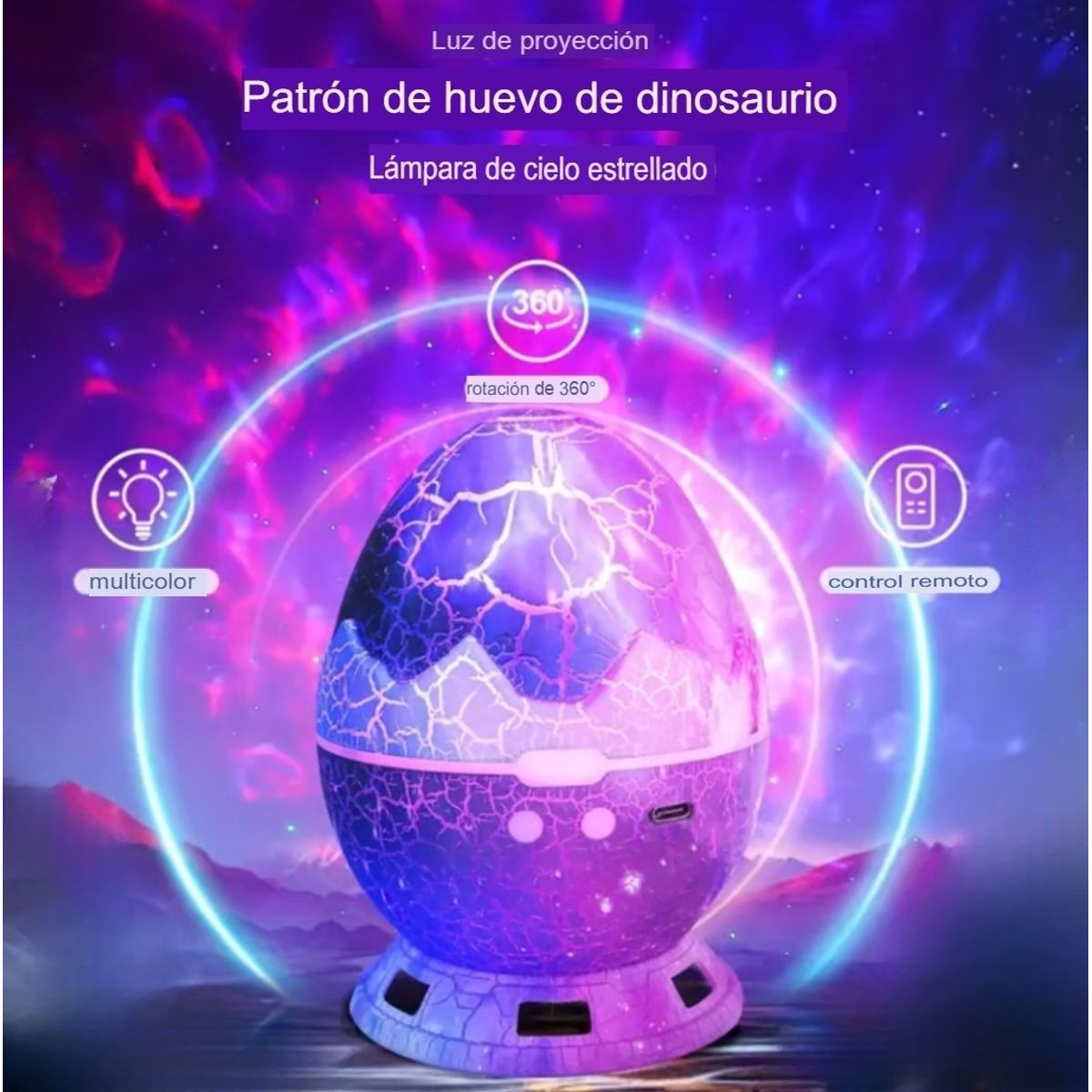 GENERICO - LÁMPARA PROYECTOR DE GALAXIA HUEVO DINOSAURIO DE DORMITORIO Y DE MESA