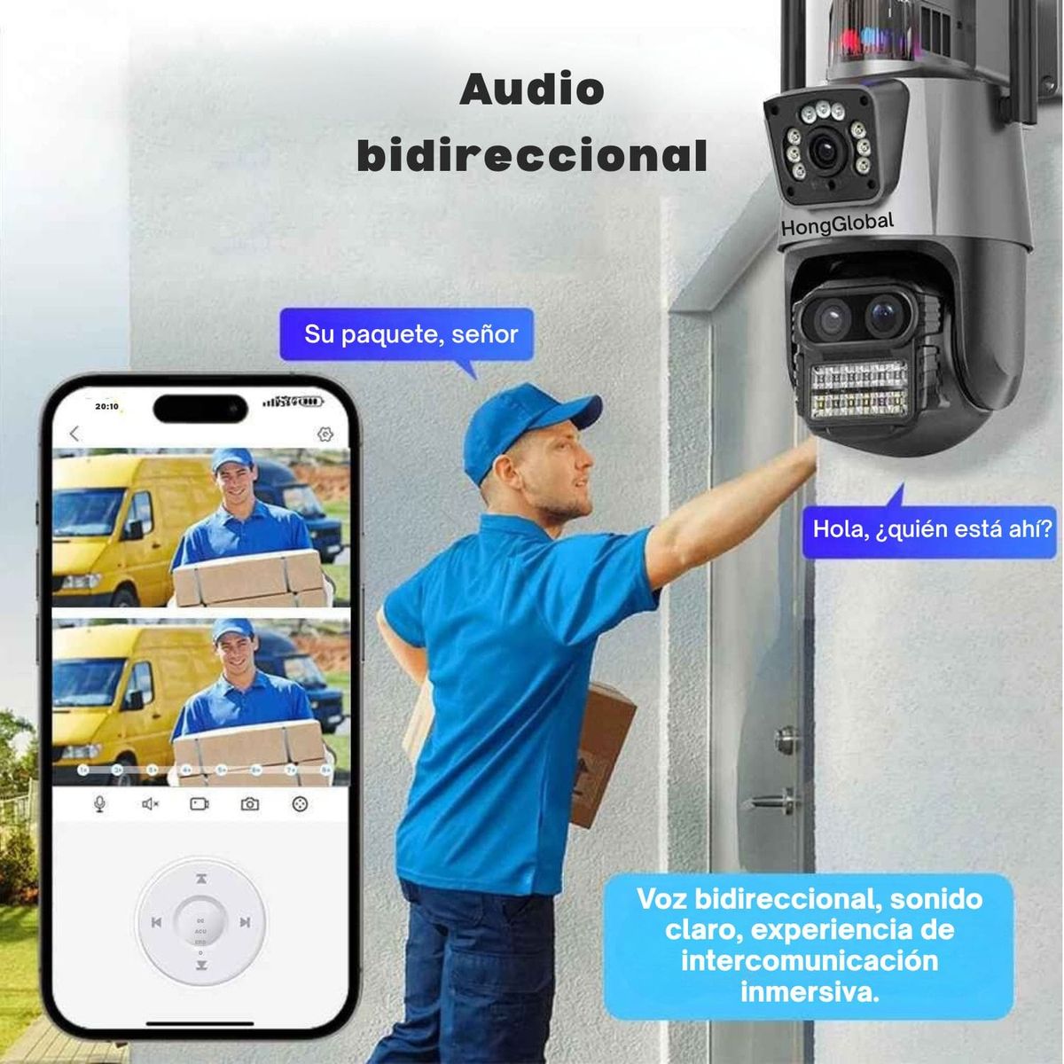 OEM - Cámara PTZ WiFi 4K Exterior  Doble Lente 360° Alarma y Sirena Integrada
