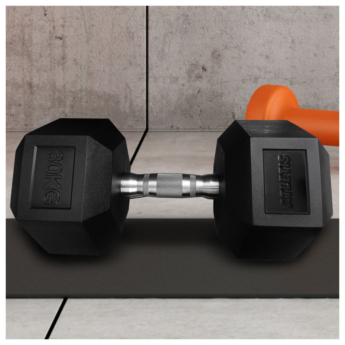 ATLETIS - Mancuerna Hexagonal 30 Kg Negro