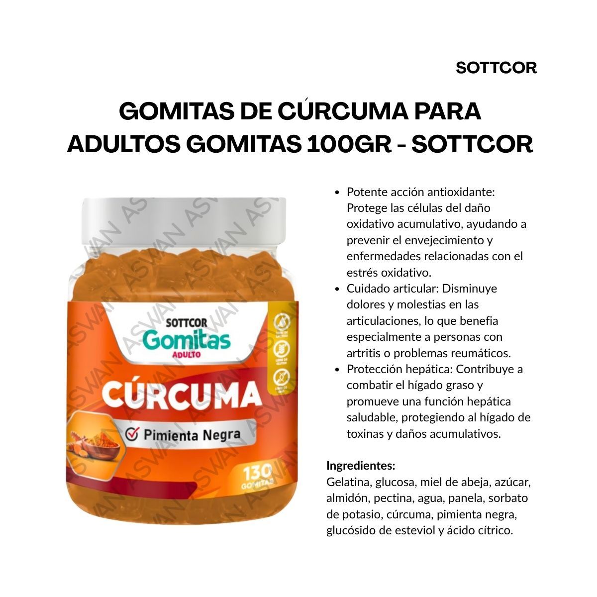 GENERICO - GOMITAS DE CÚRCUMA PARA ADULTOS GOMITAS SOTTCOR 100G