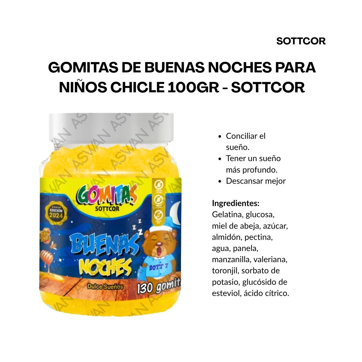GENERICO - GOMITAS DE BUENAS NOCHES PARA NIÑOS 130 UNIDADES SOTTCOR 100GR CHICLE
