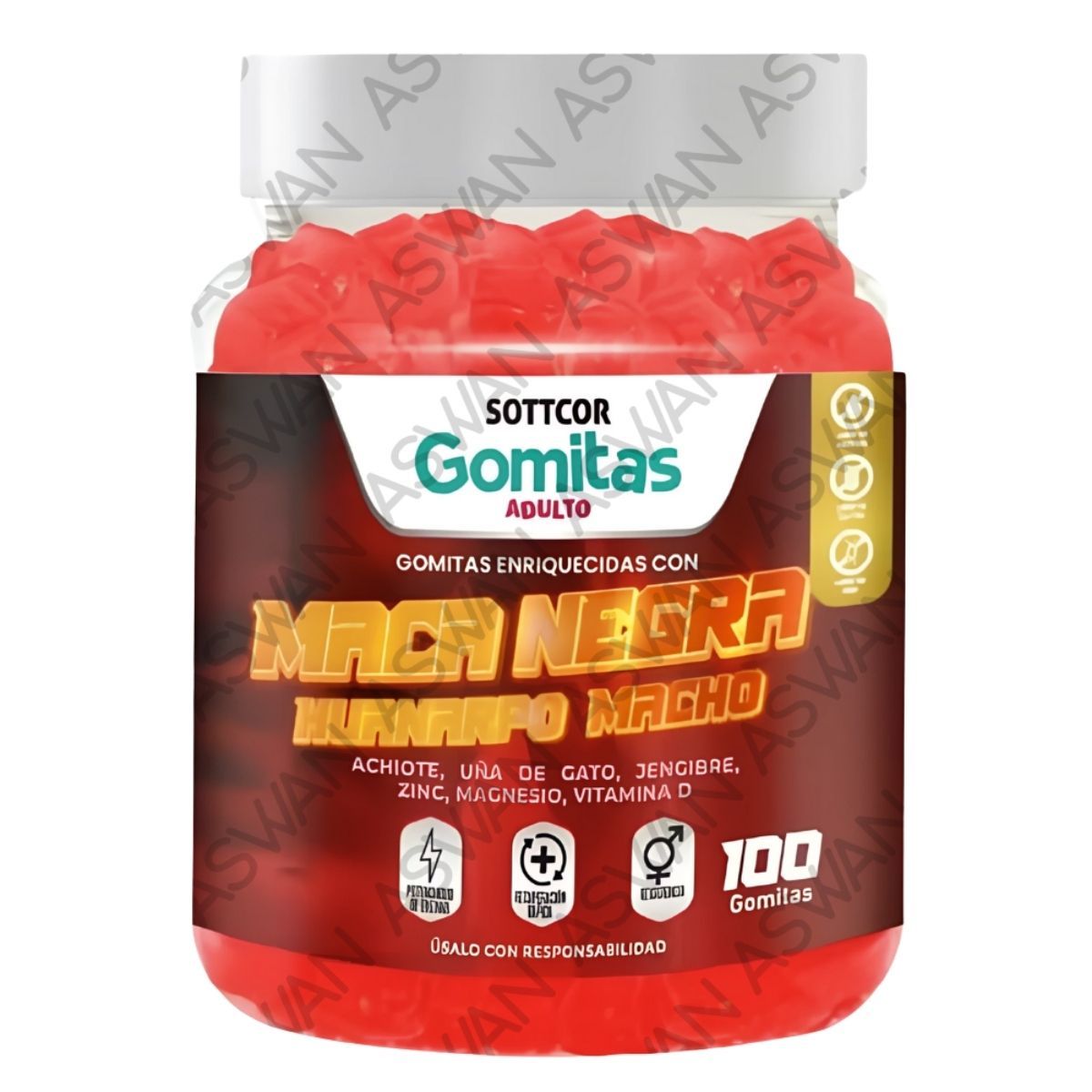 GENERICO - GOMITAS CON MACA NEGRA PARA ADULTOS 130 UNIDADES SOTTCOR 100GR