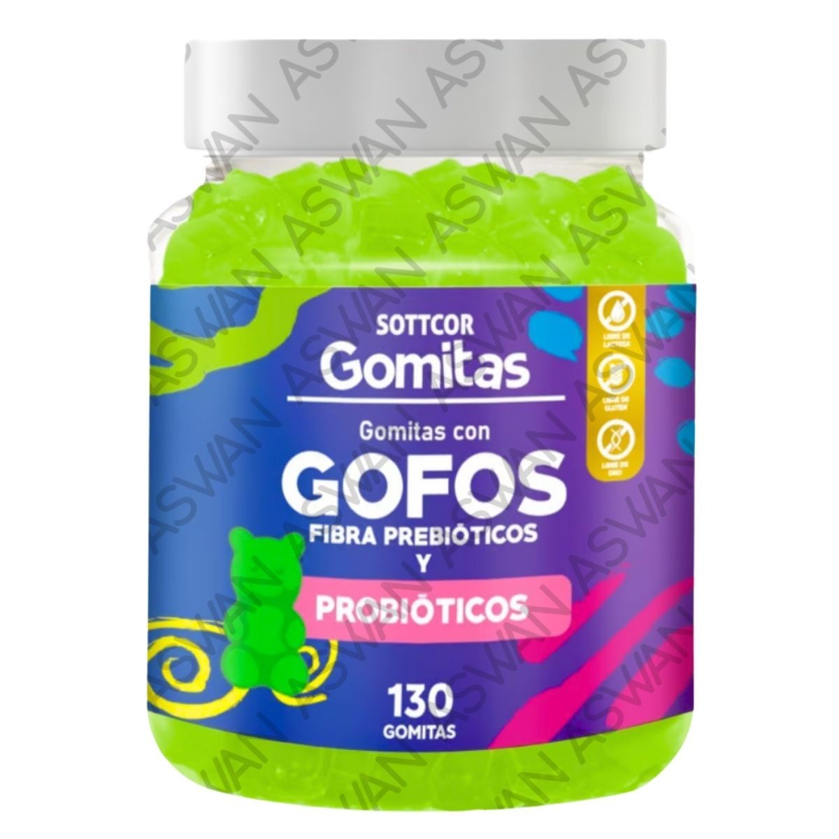GENERICO - GOMITAS DE FIBRA PARA NIÑOS 130 UNIDADES SOTTCOR 100GR CHICLE