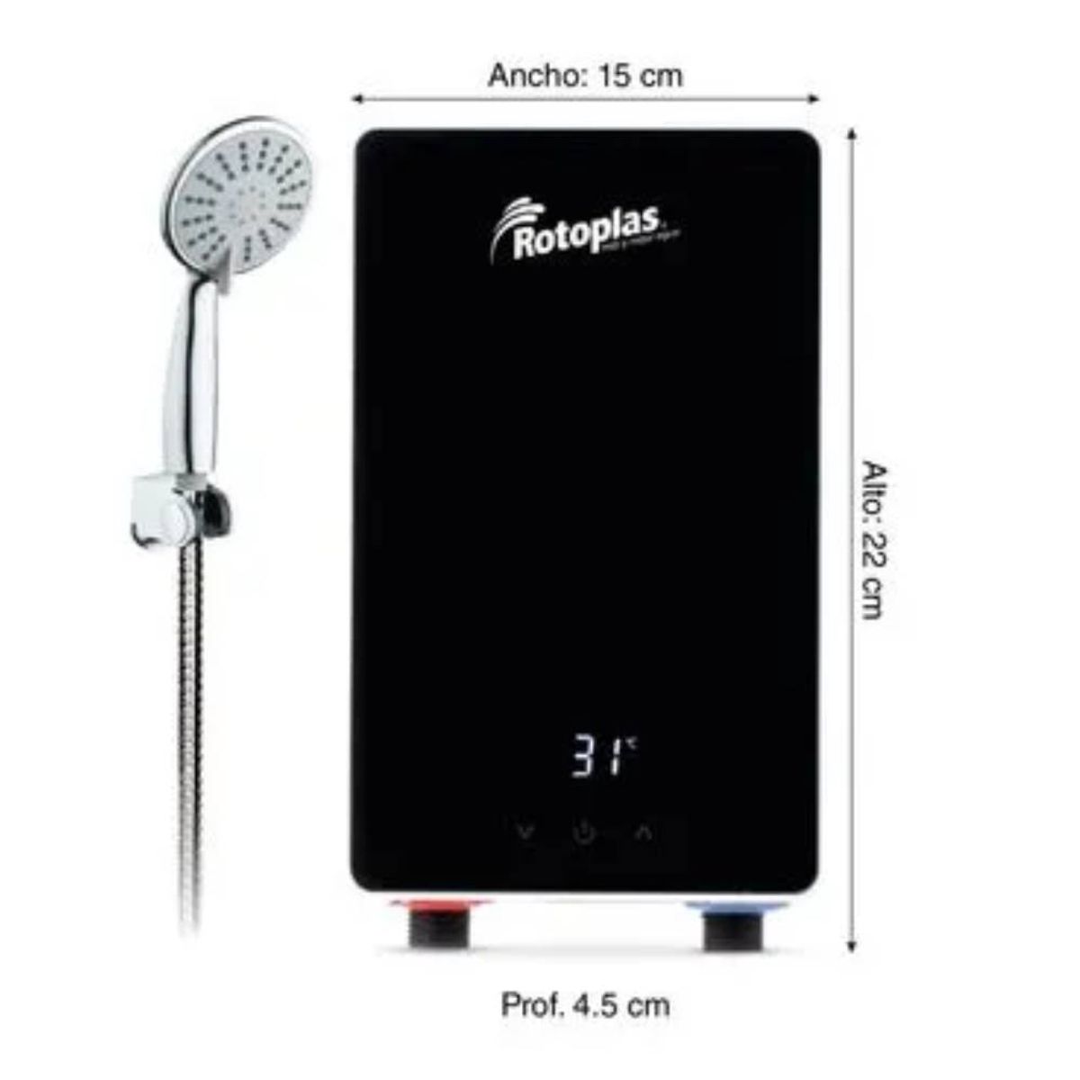 ROTOPLAS - Rapiducha Eléctrica Rotoplas New Compact 4500W Negro