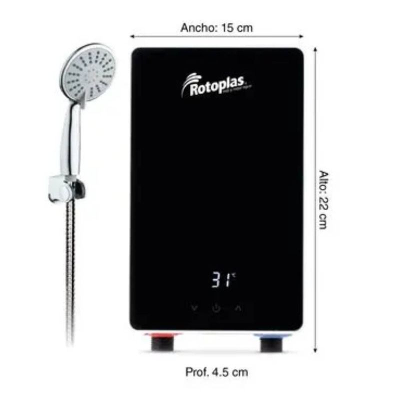 ROTOPLAS - Rapiducha Eléctrica Rotoplas New Compact 4500W Negro