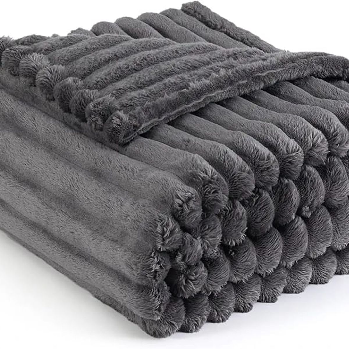 GENERICO - Manta De Vellon Super Suave 125x150 - GRIS OSCURO