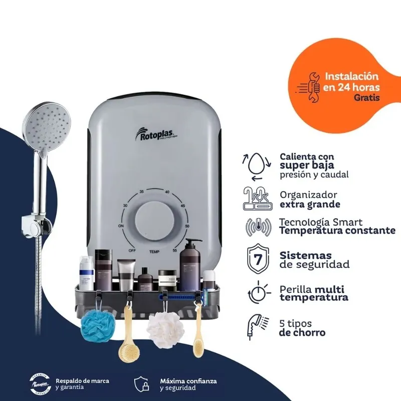 ROTOPLAS - Calentador de Agua Eléctrico Rapiducha Rotoplas Sensitive Pro 5500W