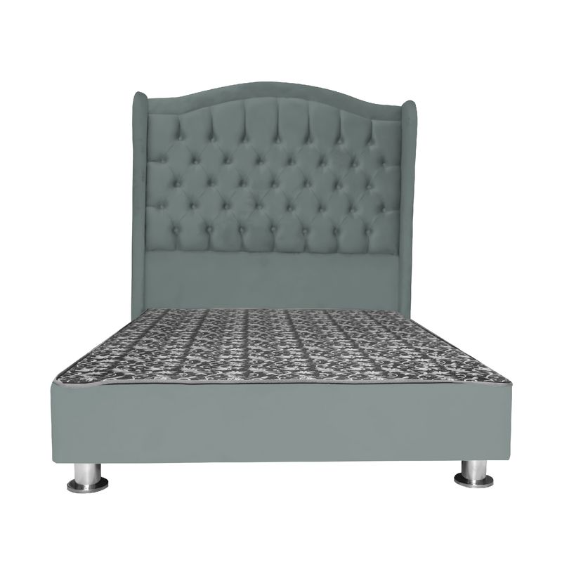 MUEBLES MACRUMO - Cama tapizada Princesa 15plz - Color Gris oscuro