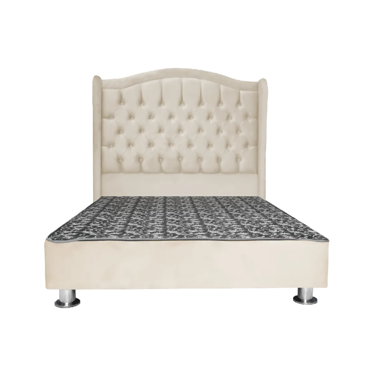 MUEBLES MACRUMO - Cama tapizada Princesa 2 plz - Color Beige claro