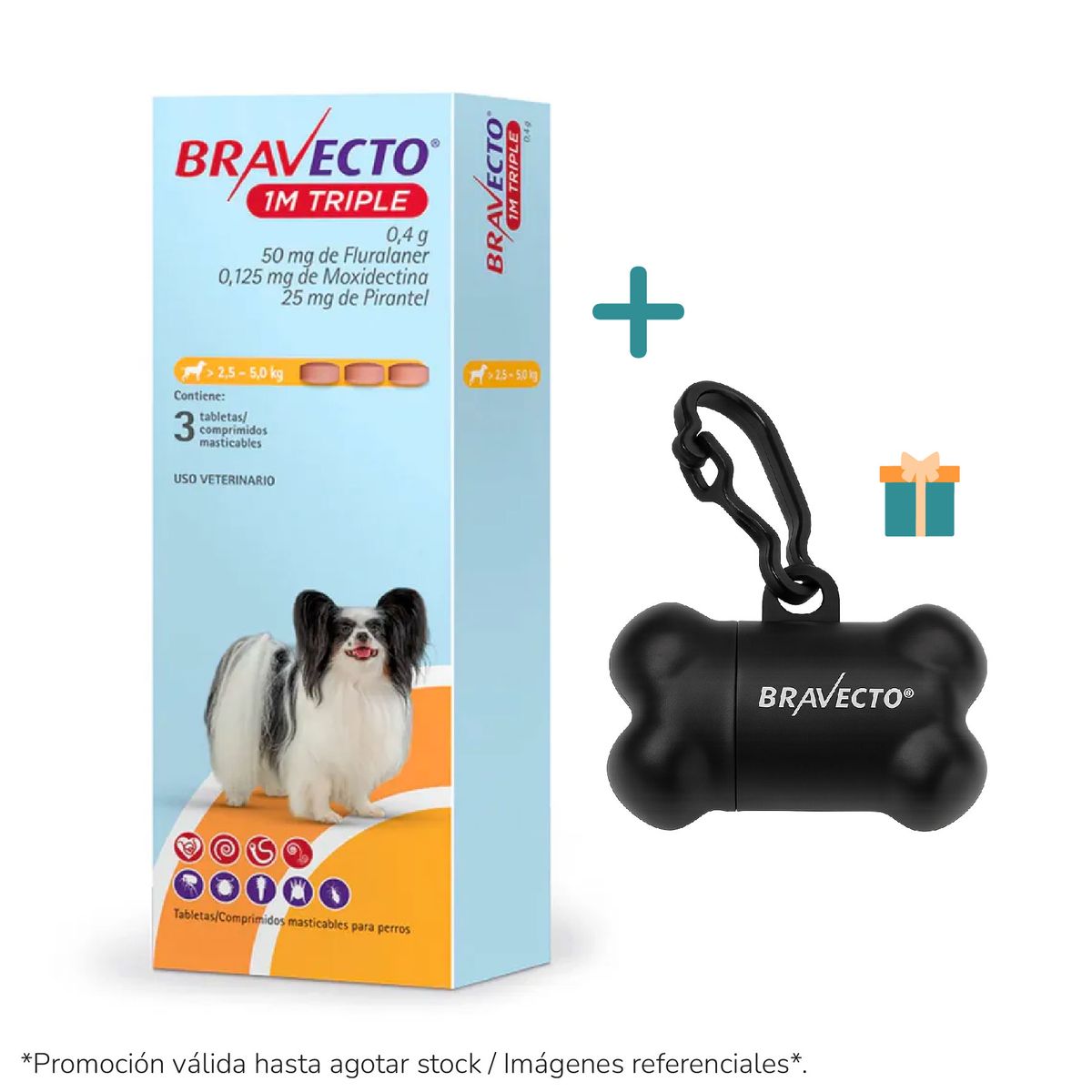 BRAVECTO - Bravecto 1M Triple para perros de 2,5 - 5 kg
