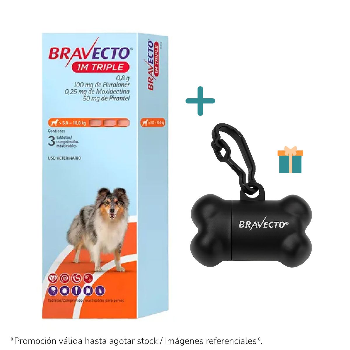 BRAVECTO - Bravecto 1M Triple para perros de 5 - 10 kg