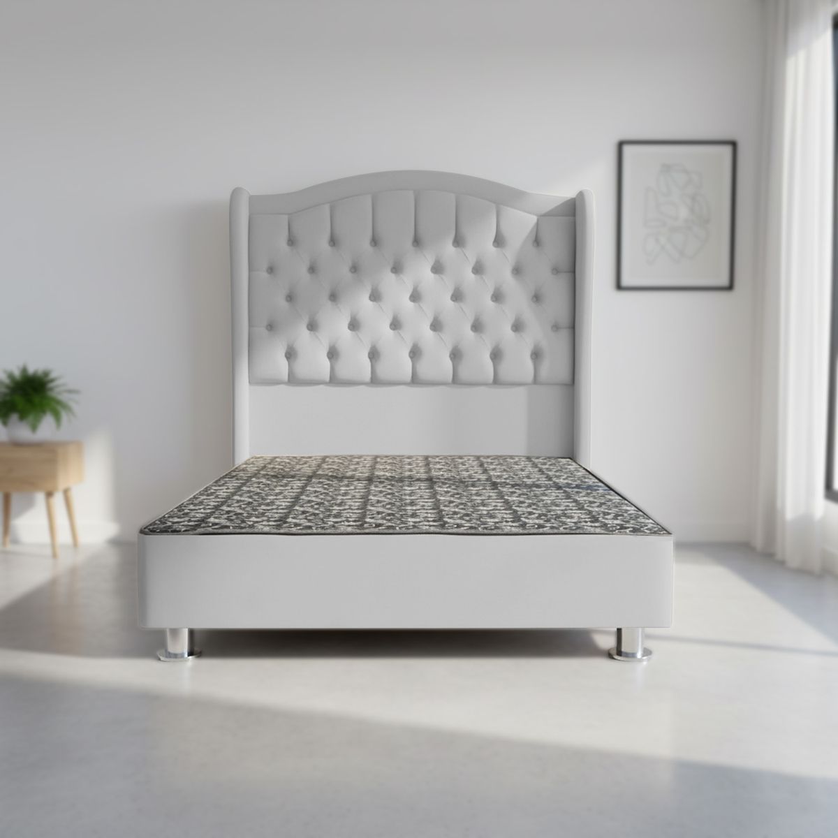 MUEBLES MACRUMO - Cama tapizada Princesa 2 plz - Color Gris claro