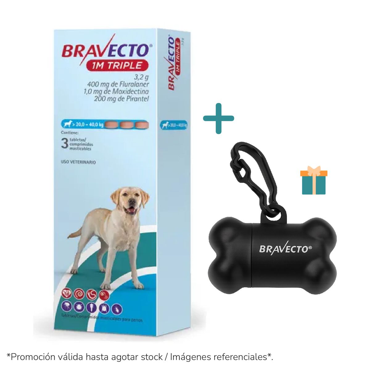 BRAVECTO - Bravecto 1M Triple para perros de 20 - 40 kg