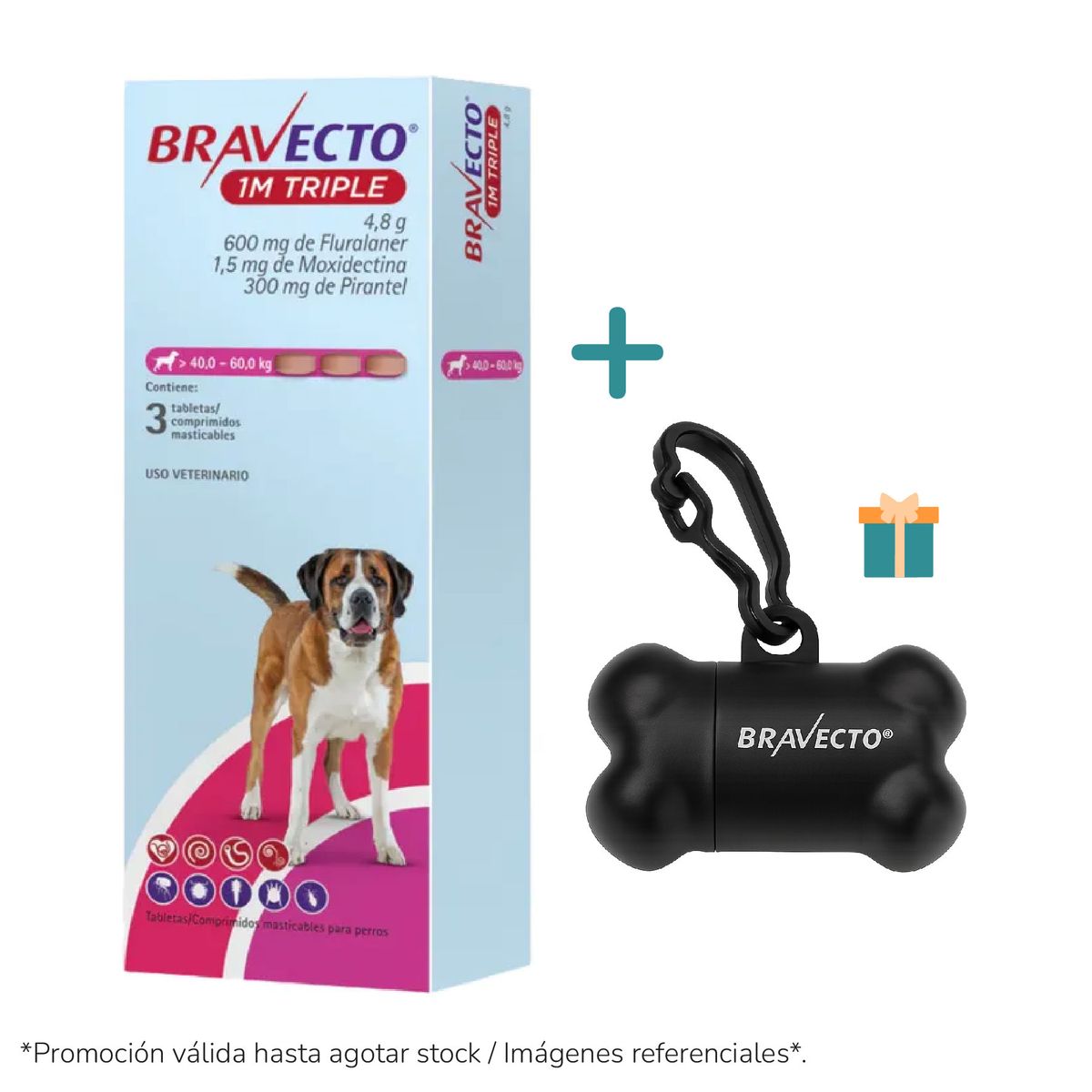 BRAVECTO - Bravecto 1M Triple para perros de 40 - 60 kg