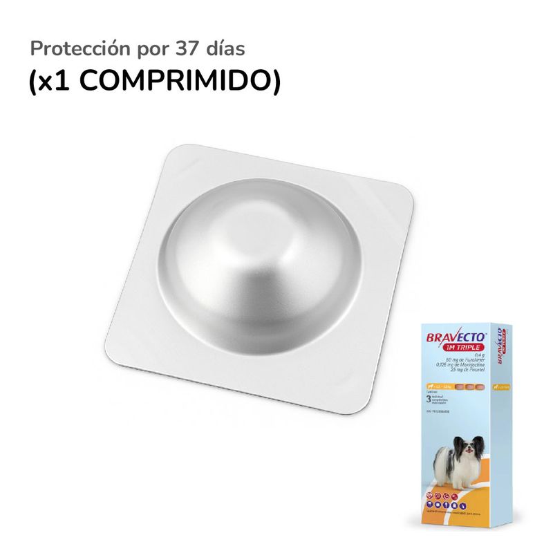 BRAVECTO - Bravecto 1M Triple X1 Comprimido para perros de 2,5 – 5 kg