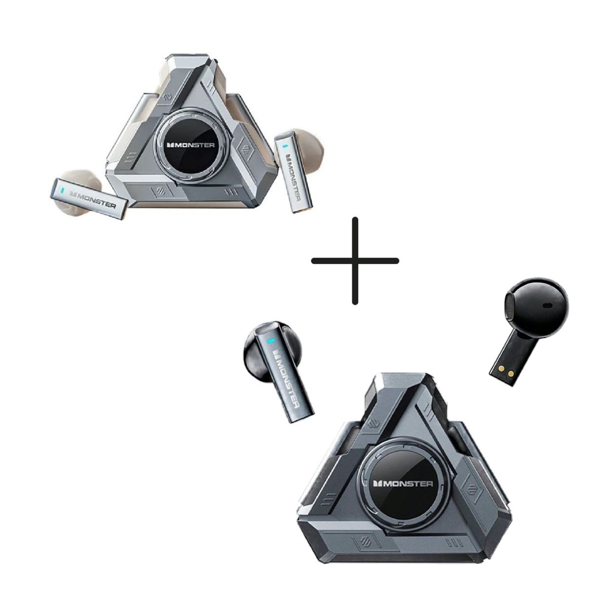 MONSTER - Audífonos Bluetooth Gamer Monster XKT22 Silver + XKT22 Tarnish