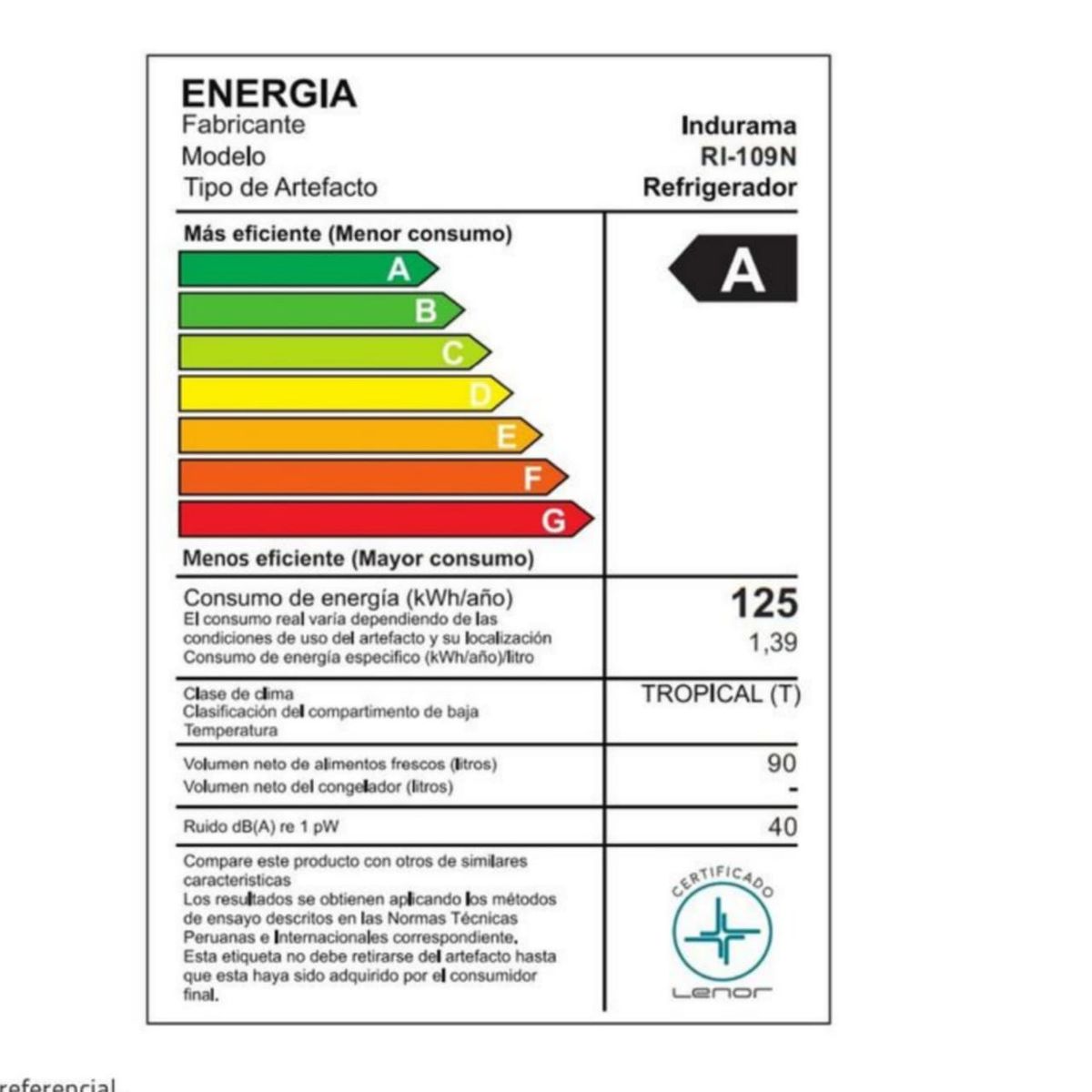 INDURAMA - FRIGOBAR INDURAMA 90 LITROS RI 109N