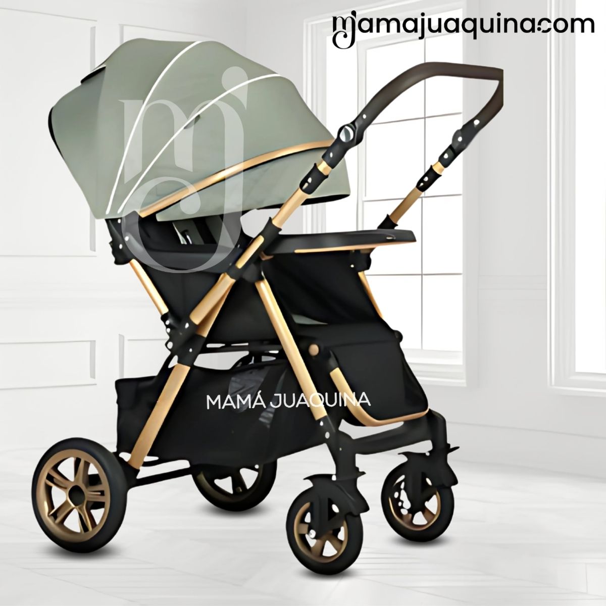 BABY - Coche Cuna de Lujo con Mochila Pañalera «VALEN PLUS» Green