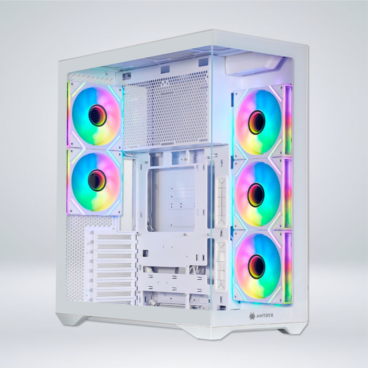 ANTRYX - CASE ANTRYX FX 970 PRO WHITE, 2 VIDRIO TEMPLADO, ARGB FAN 140MM X5