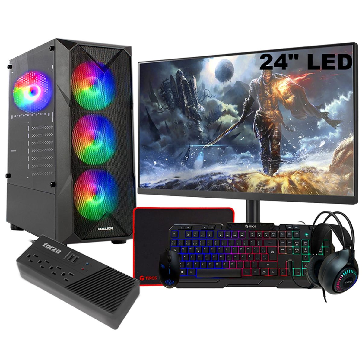 AMD - Computadora GAMER RYZEN 5 5500 RAM 16GB SSD 512GB VIDEO 6GB MONITOR 24" FULL HD