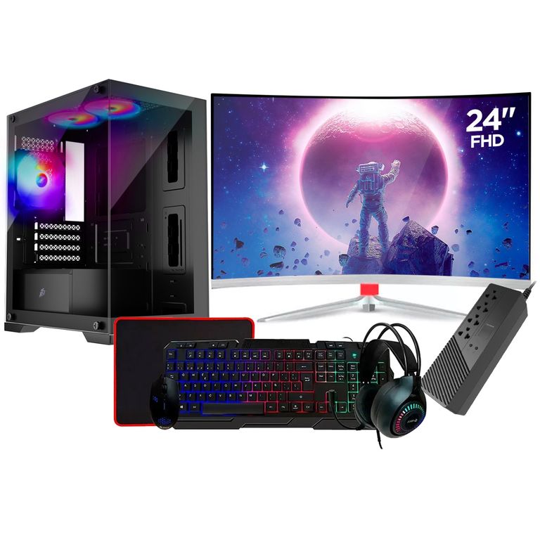 Computadora PC GAMER RYZEN 5 5500 RAM 16GB SSD 512GB VIDEO 6GB MONITOR ...
