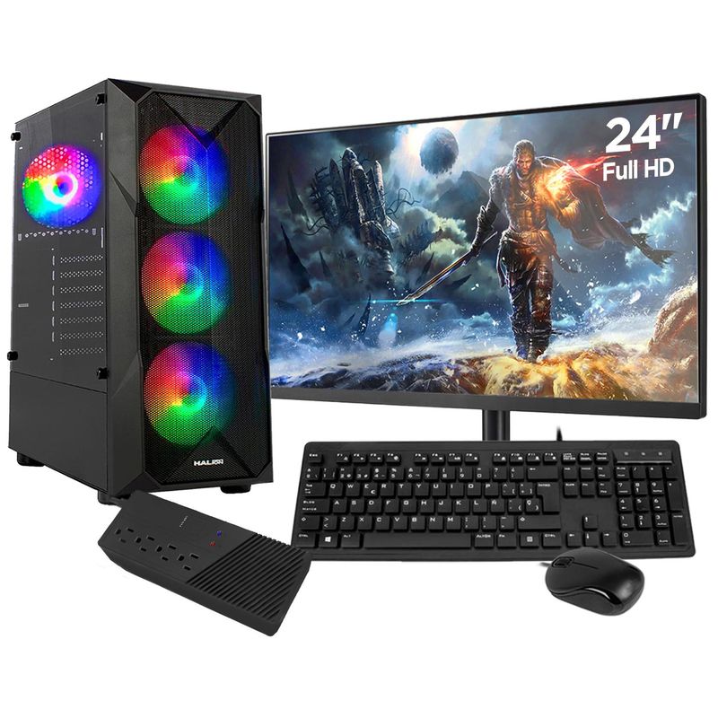 AMD - Computadora GAMER RYZEN 5 5500 RAM 32GB SSD 1TB VIDEO 8GB MONITOR 24" FULL HD