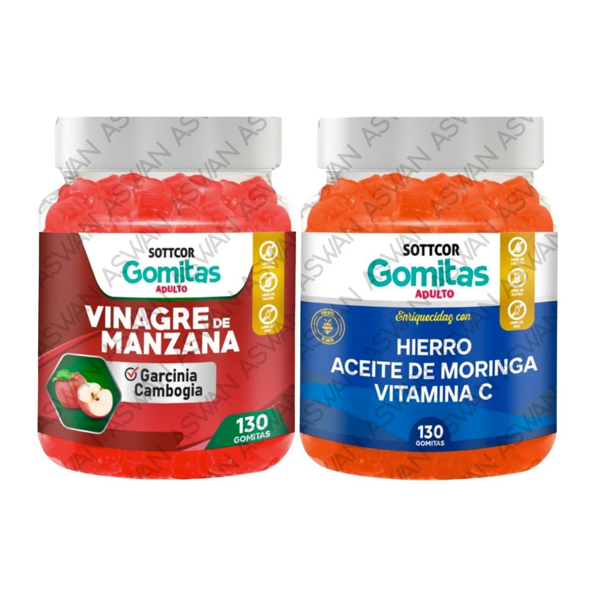 GENERICO - PACK ADULTO VINAGRE DE MANZANA & HIERRO 130 GOMITAS - SOTTCOR