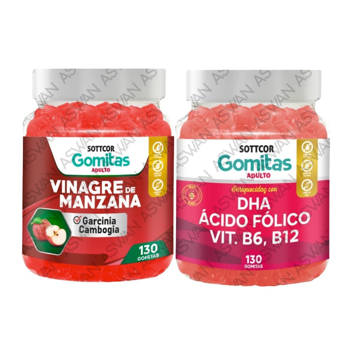 GENERICO - PACK ADULTO VINAGRE DE MANZANA & DHA 130 GOMITAS - SOTTCOR