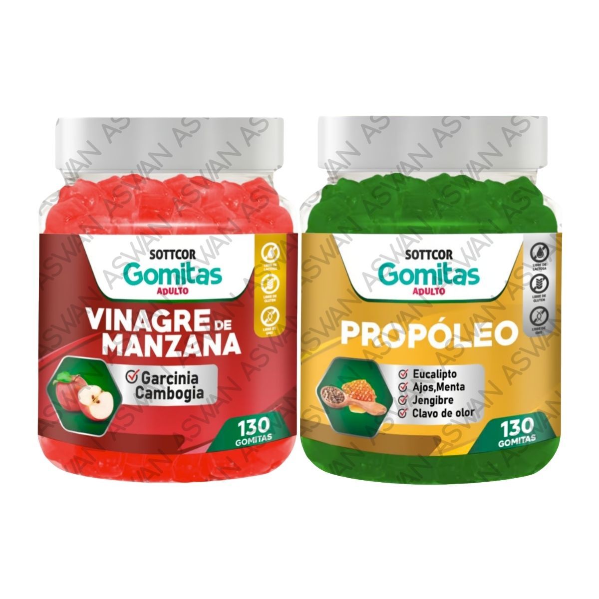 GENERICO - PACK ADULTO VINAGRE DE MANZANA & PROPOLEO 130 GOMITAS - SOTTCOR