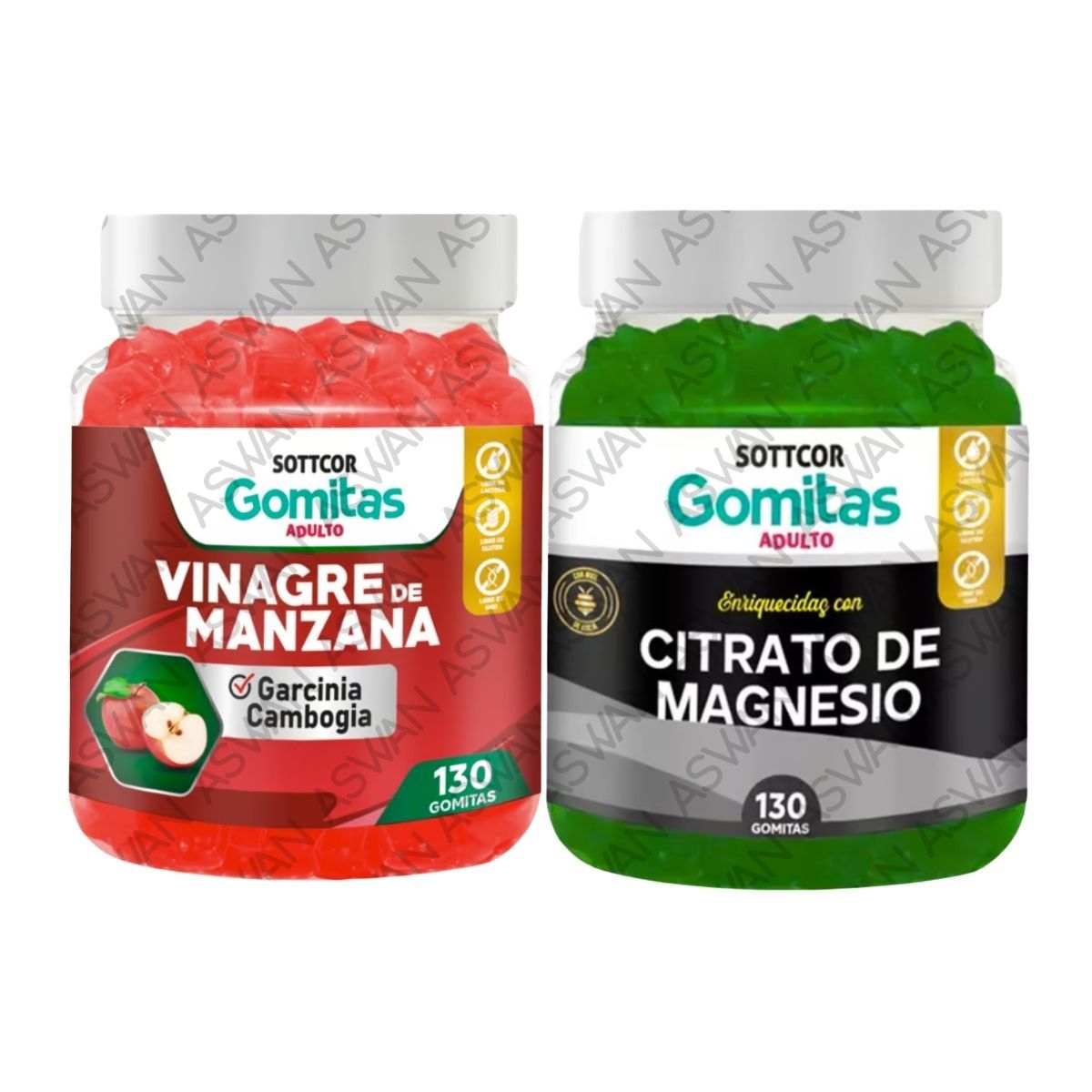 GENERICO - PACK ADULTO VINAGRE MANZANA & CITRATO MAGNESIO 130 GOMITAS - SOTTCOR