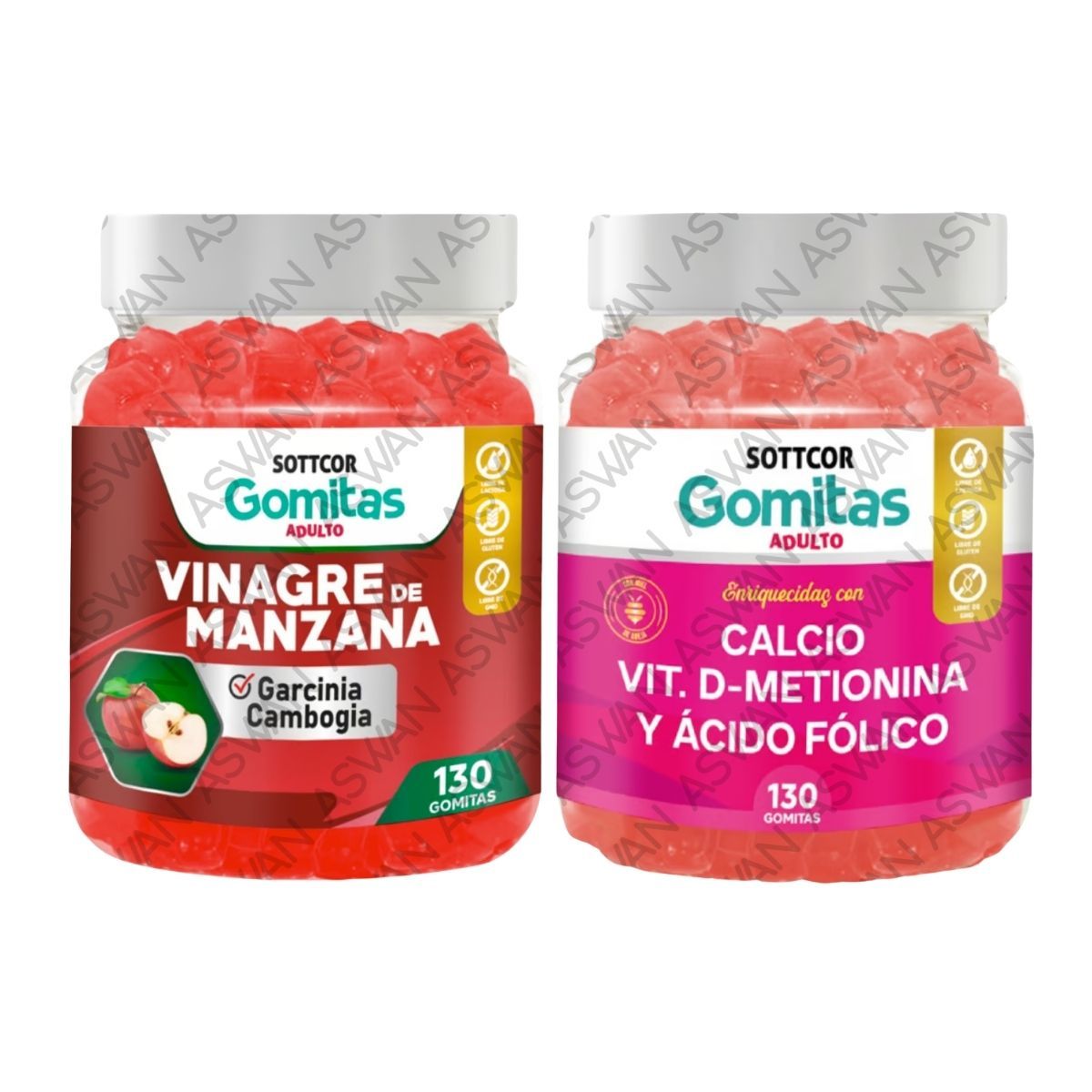 GENERICO - PACK ADULTO VINAGRE DE MANZANA & CALCIO 130 GOMITAS - SOTTCOR