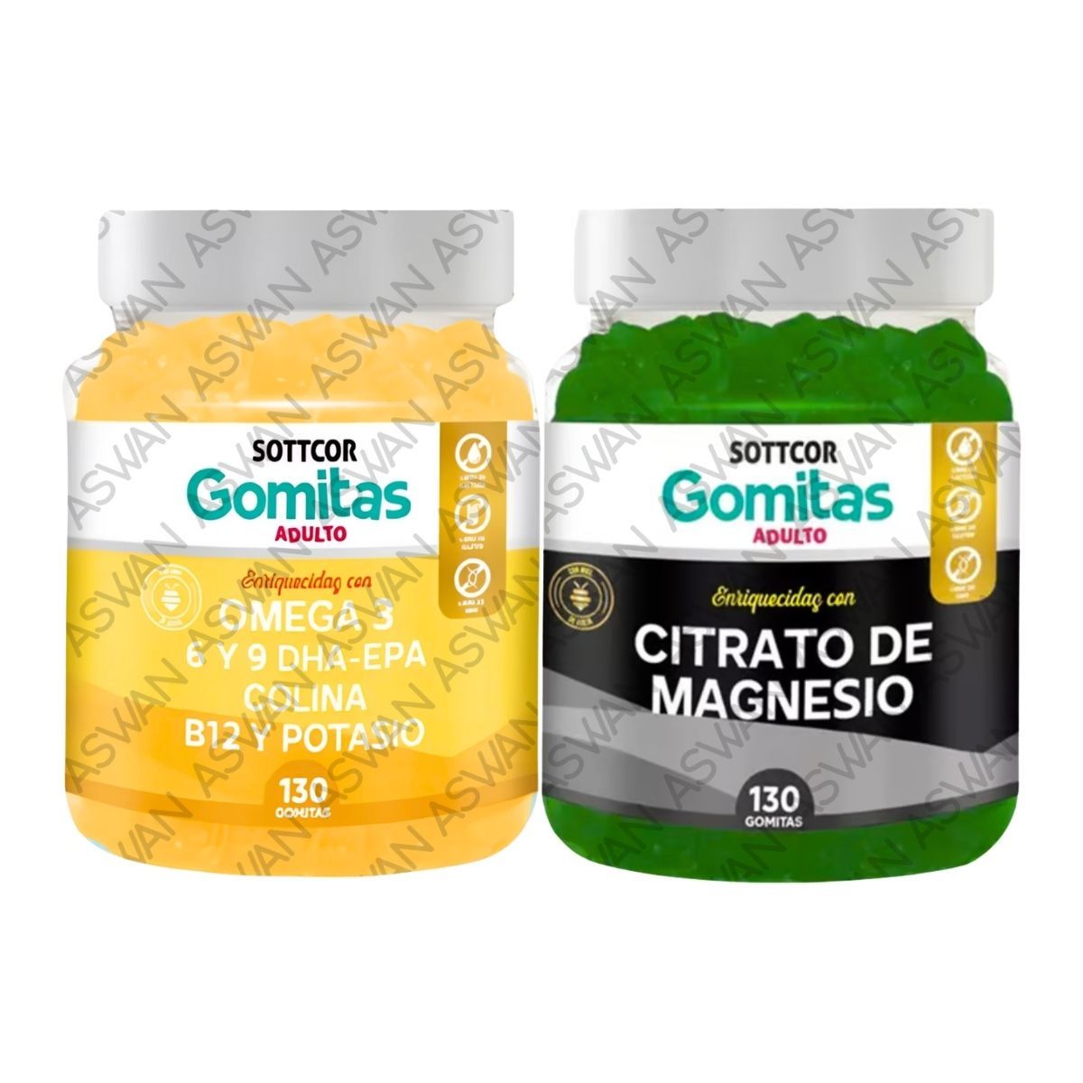 GENERICO - PACK ADULTO OMEGA 3 & CITRATO DE MAGNESIO 130 GOMITAS - SOTTCOR