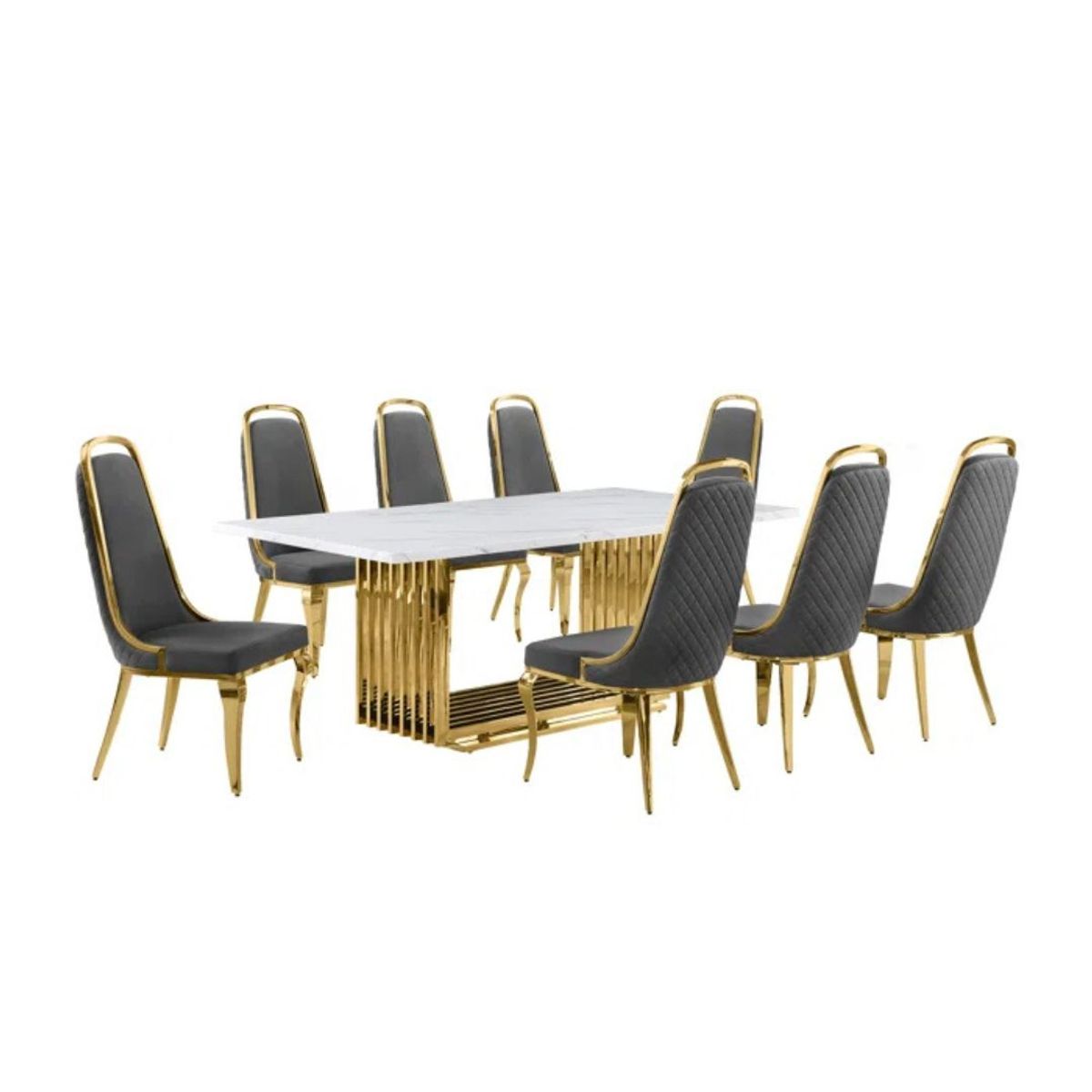 GENERICO - Juego de Comedor Basel Urban - Dorado y Gris