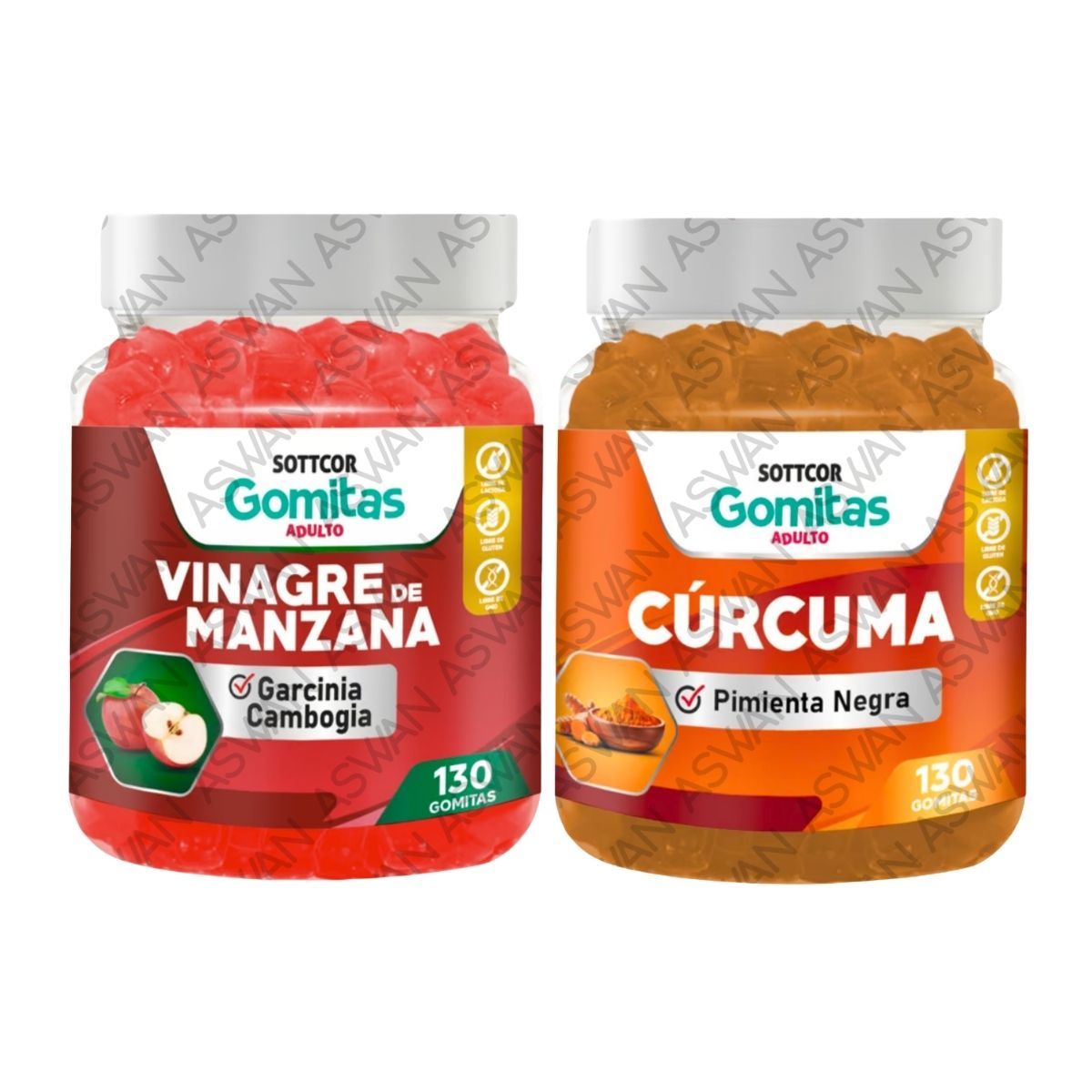 GENERICO - PACK ADULTO VINAGRE DE MANZANA & CURCUMA 130 GOMITAS - SOTTCOR