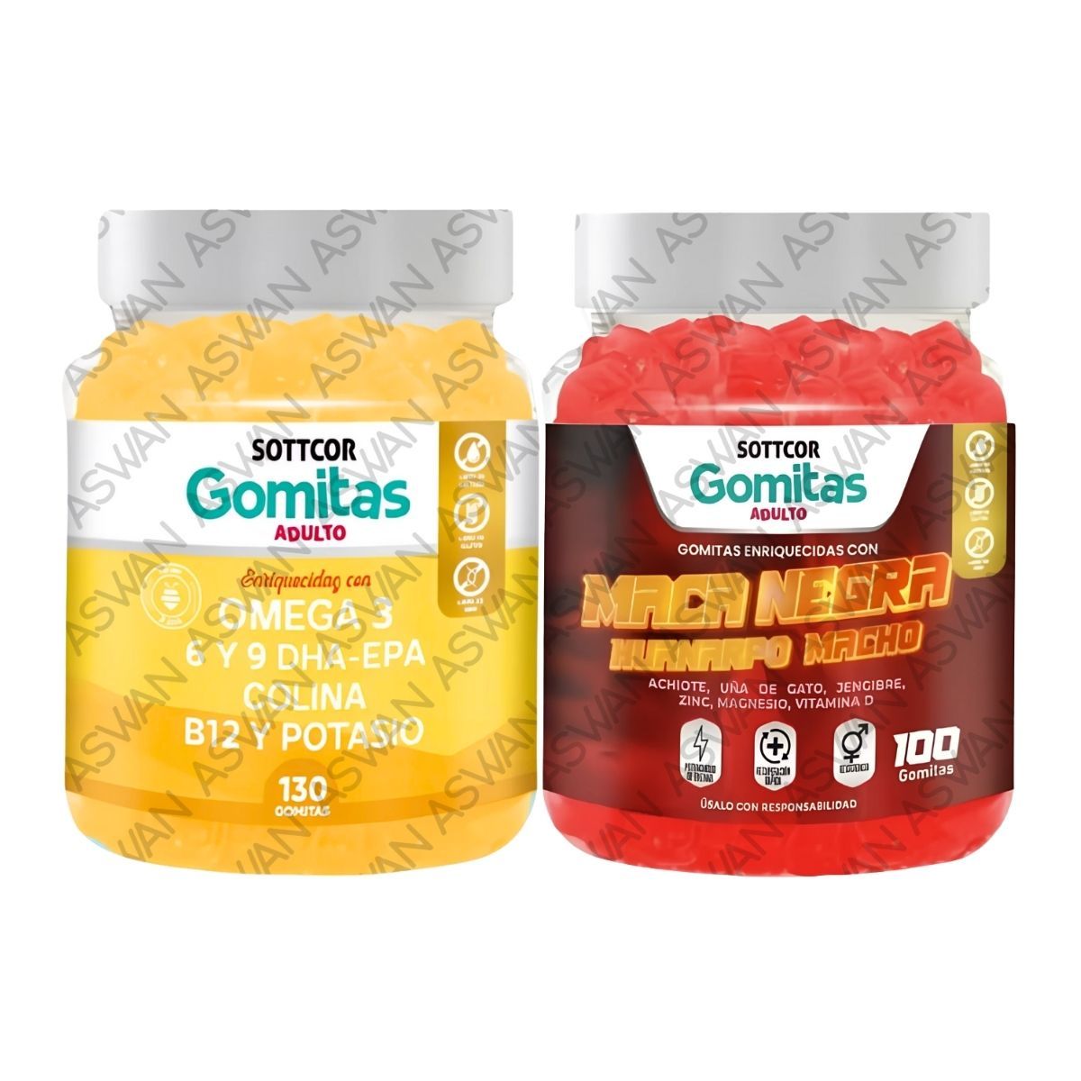 GENERICO - PACK ADULTO OMEGA 3 & MACA NEGRA 130 GOMITAS - SOTTCOR