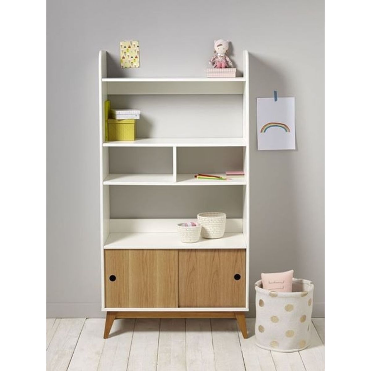 GENERICO - LIBRERO DAVID - LA CASA DEL MUEBLERO - BLANCO CON PANELA