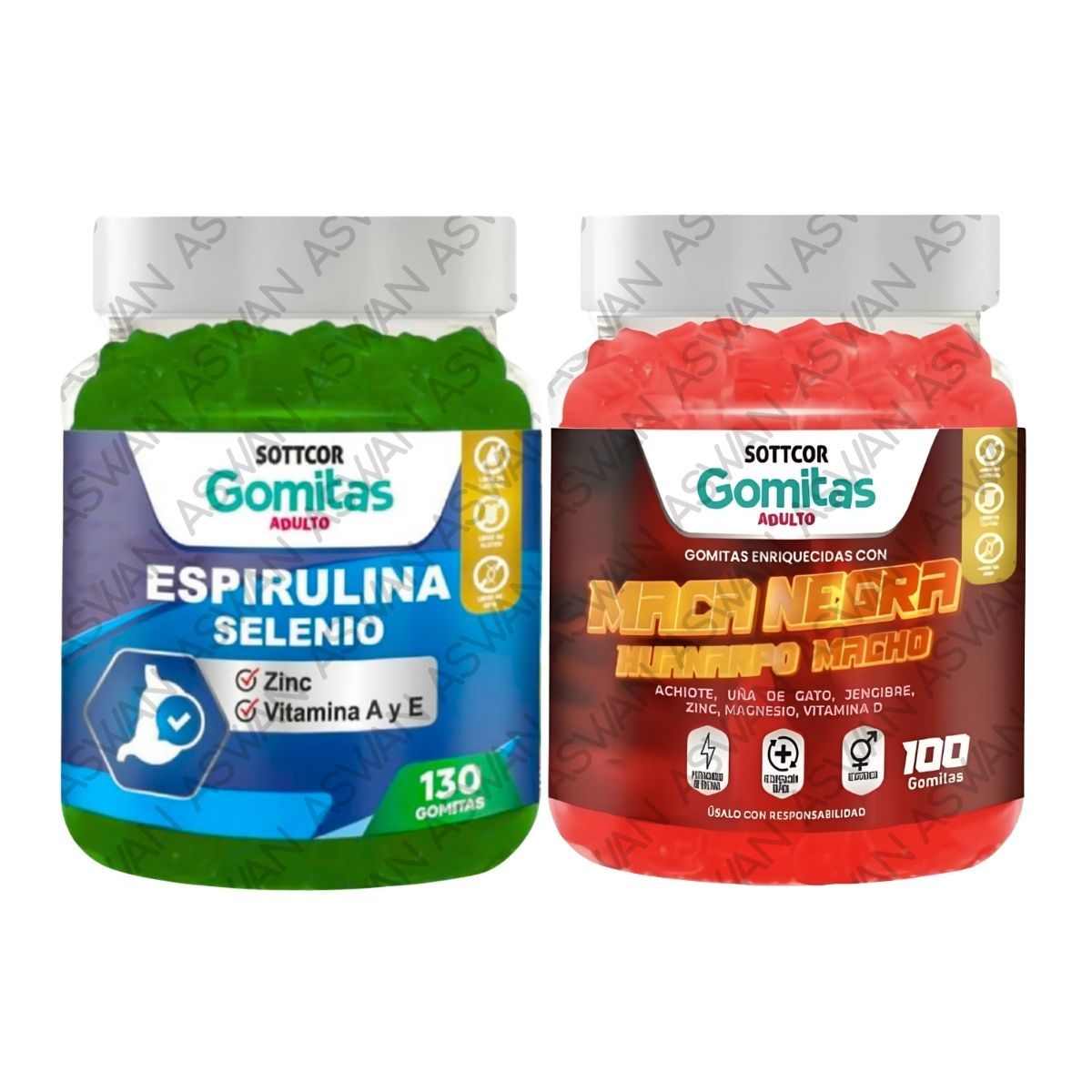 GENERICO - PACK ADULTO ESPIRULINA & MACA NEGRA 130 GOMITAS - SOTTCOR