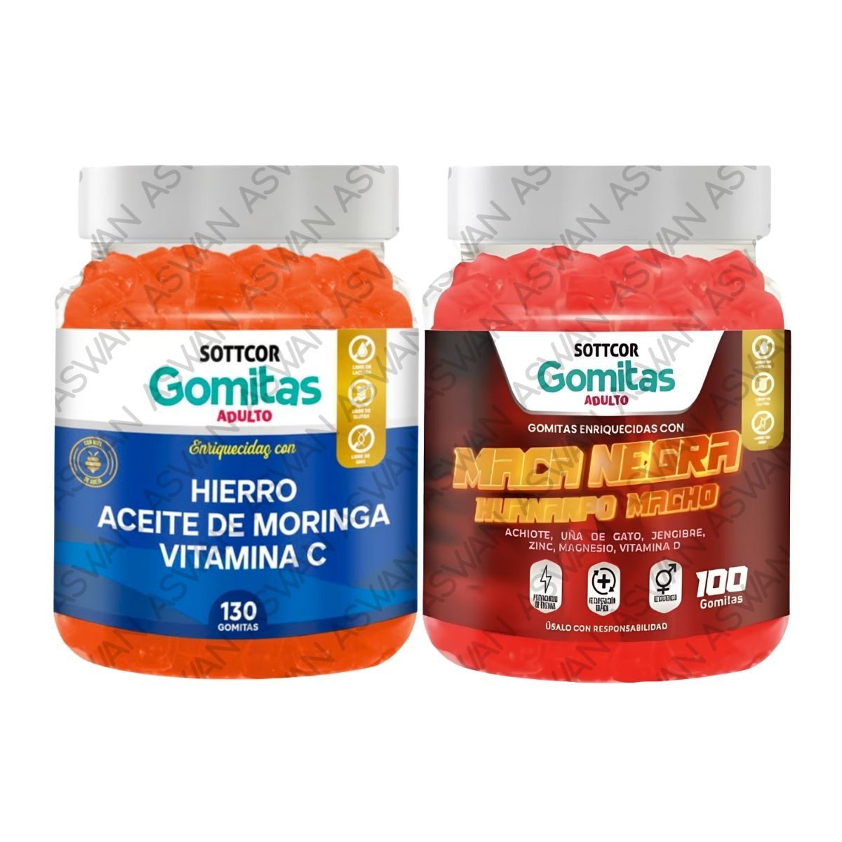 GENERICO - PACK ADULTO HIERRO & MACA NEGRA 130 GOMITAS - SOTTCOR