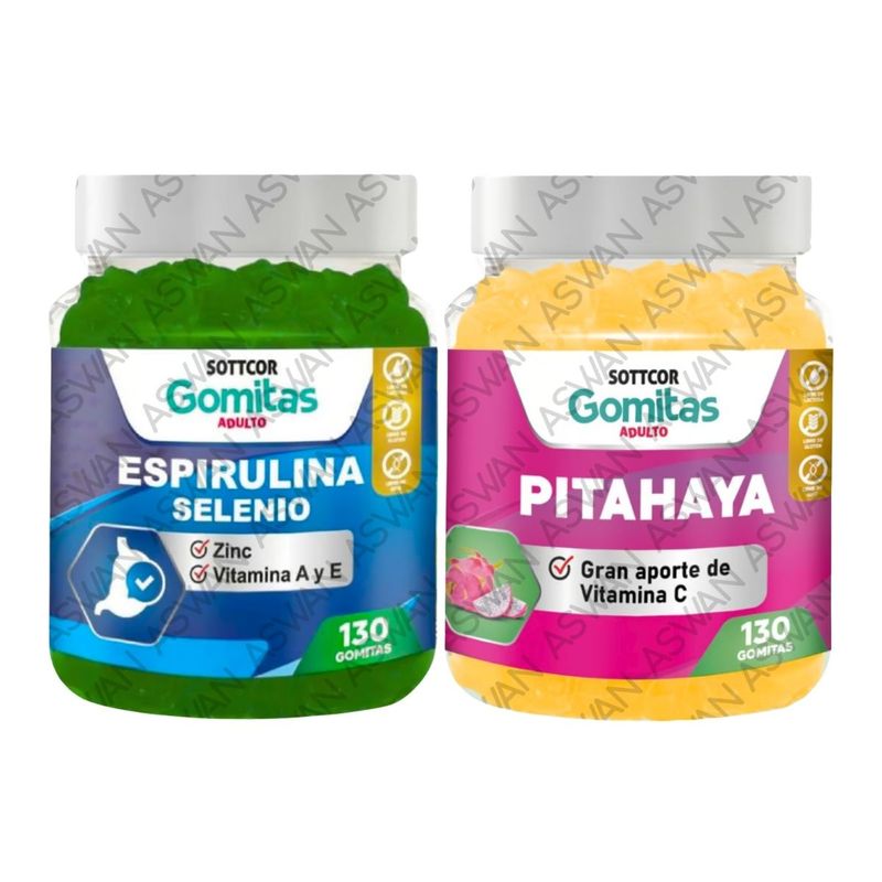 GENERICO - PACK ADULTO ESPIRULINA & PITAHAYA 130 GOMITAS - SOTTCOR