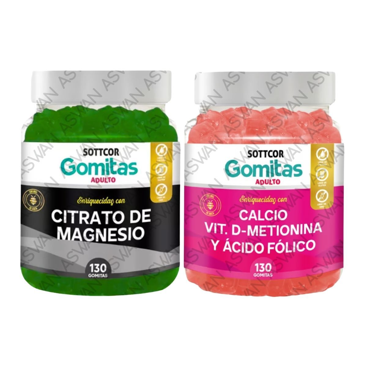 GENERICO - PACK ADULTO CITRATO DE MAGNESIO & CALCIO 130 GOMITAS - SOTTCOR