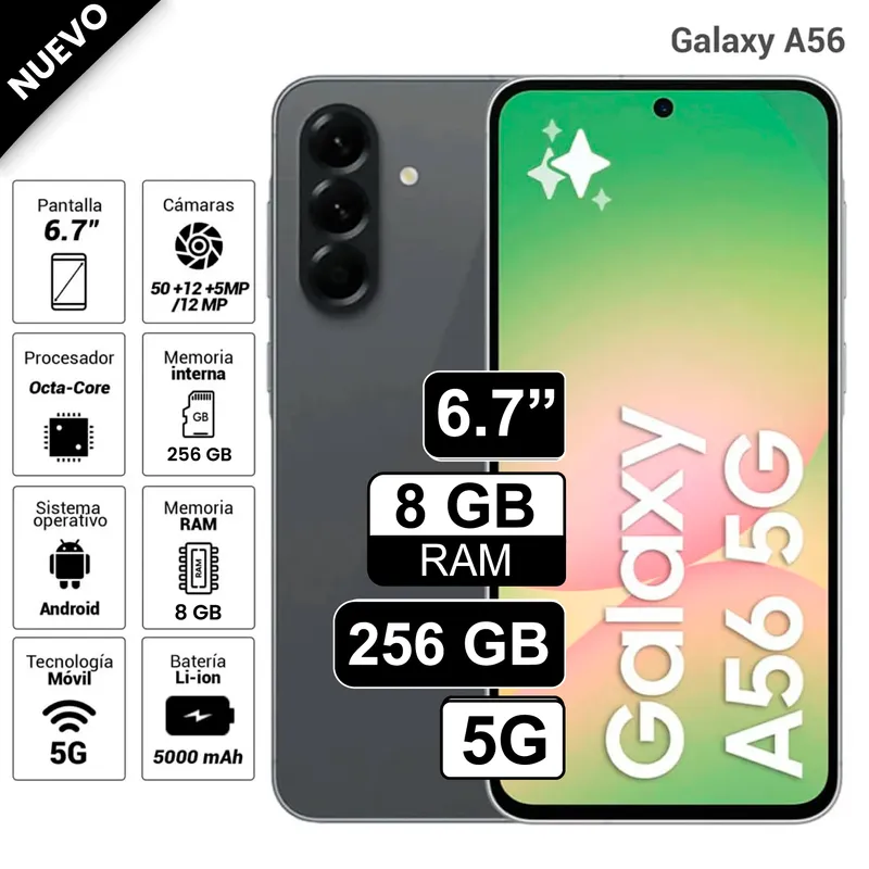 SAMSUNG - Celular Samsung Galaxy A56 5G 8GB+256GB - negro