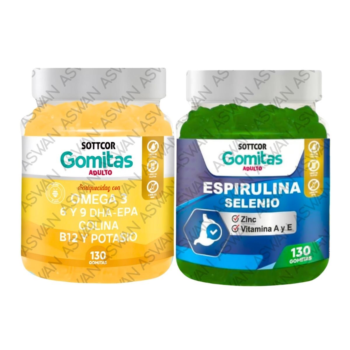 GENERICO - PACK ADULTO OMEGA 3 & ESPIRULINA 130 GOMITAS - SOTTCOR