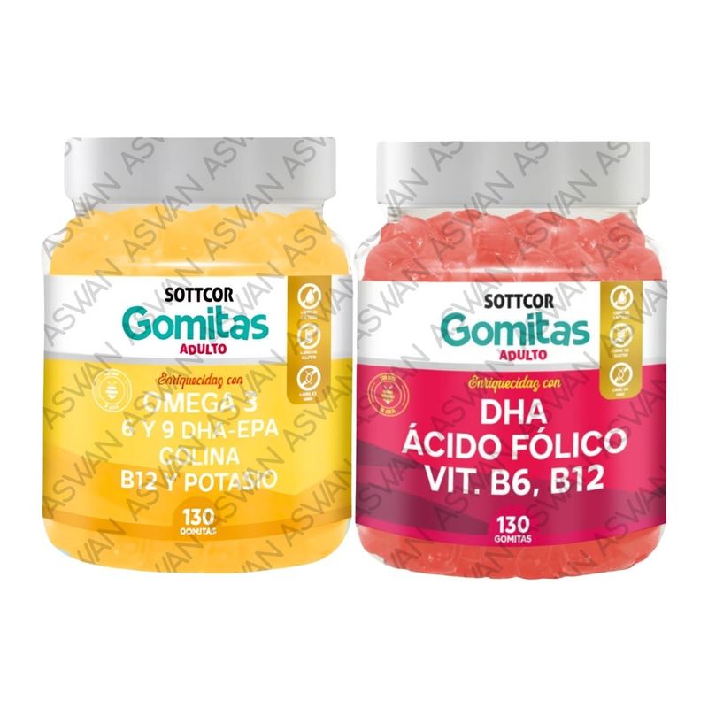 GENERICO - PACK ADULTO OMEGA 3 & DHA 130 GOMITAS - SOTTCOR