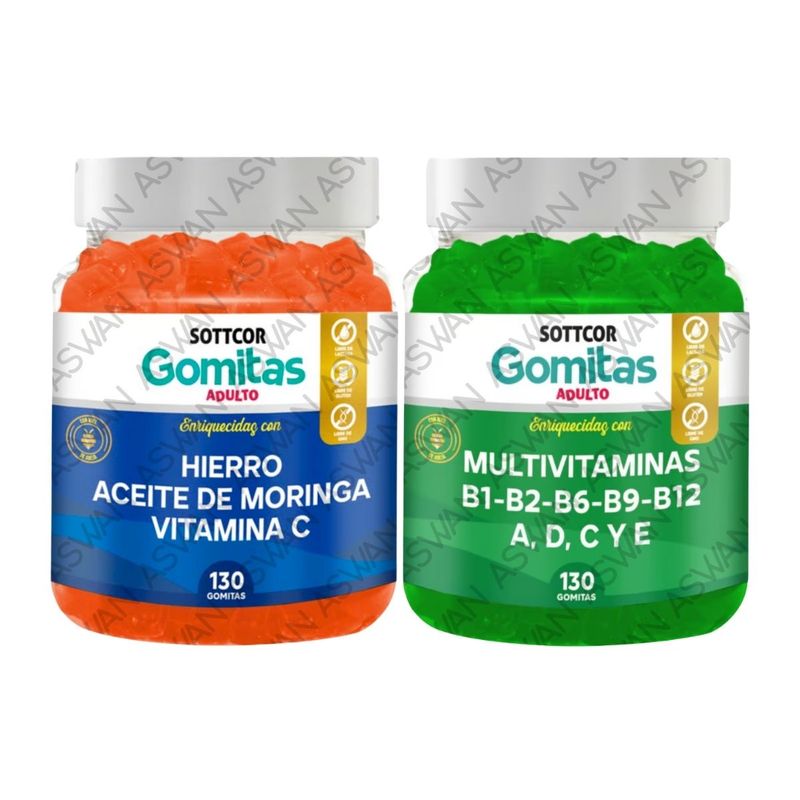 GENERICO - PACK ADULTO HIERRO & MULTIVITAMINAS 130 GOMITAS - SOTTCOR