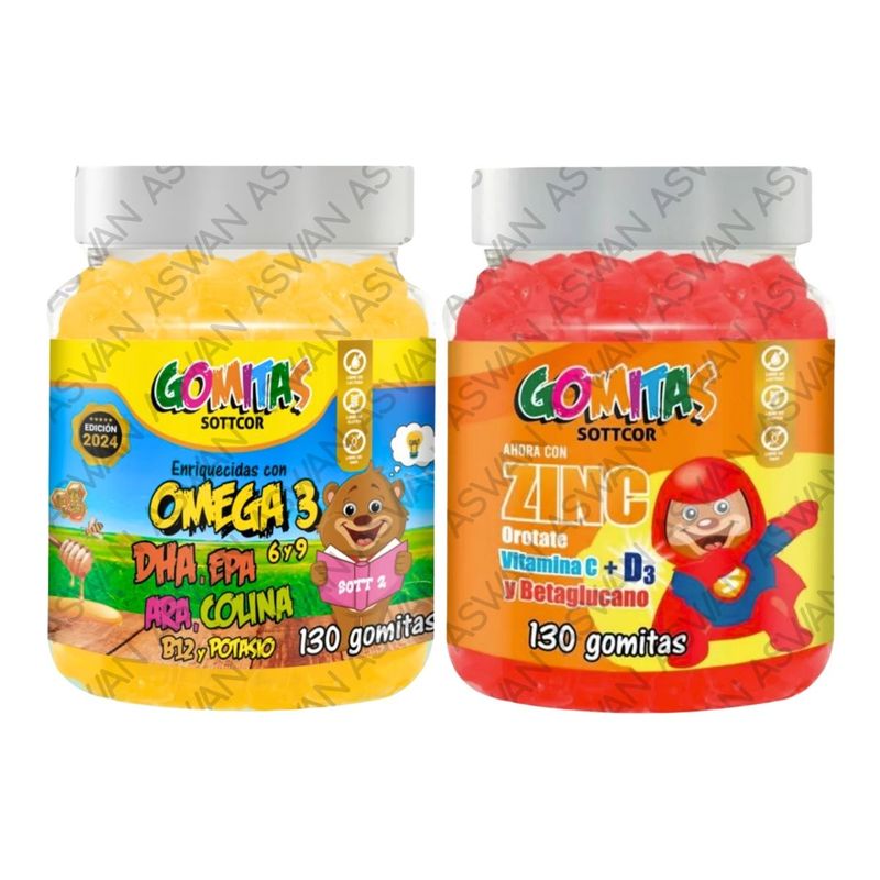 GENERICO - PACK NIÑOS DE OMEGA 3 & ZINC OROTATE 130 GOMITAS - SOTTCOR