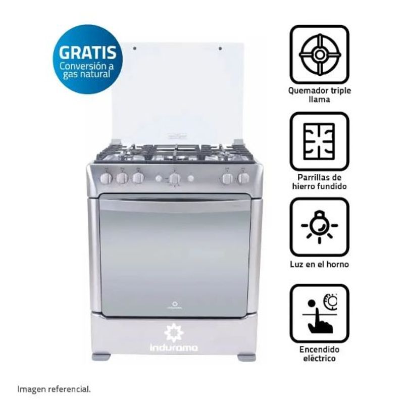 INDURAMA - Cocina Gas CIRELLA ZAFIRO 30 Croma 5 Hornillas