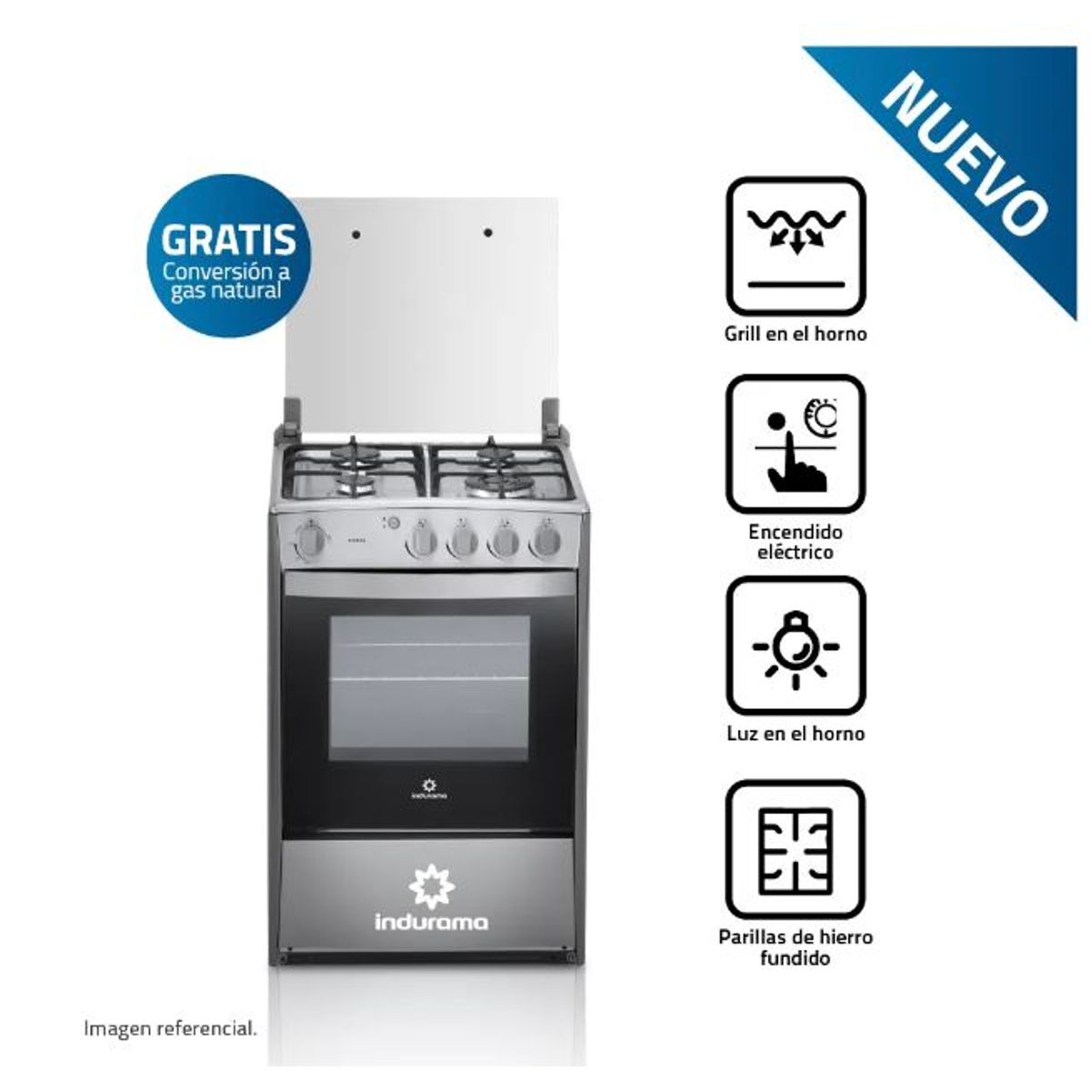 INDURAMA - Cocina Indurama Olvera 24 4 Hornillas Croma