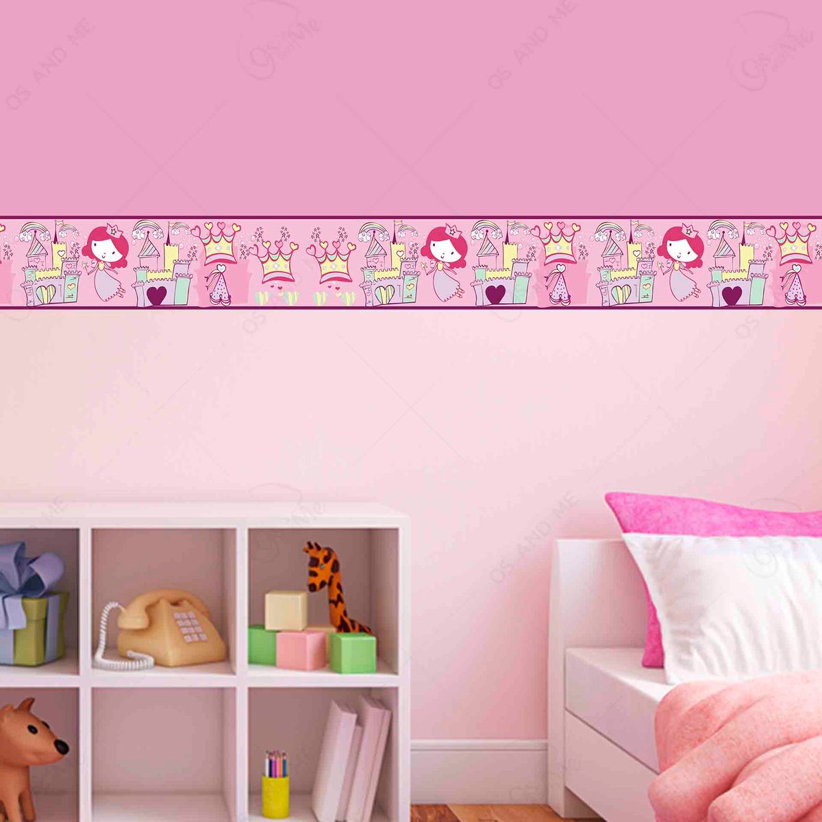 GENERICO - Cenefa Infantil Autoadhesiva para niñas – hadas y castillos – 5.92 mts