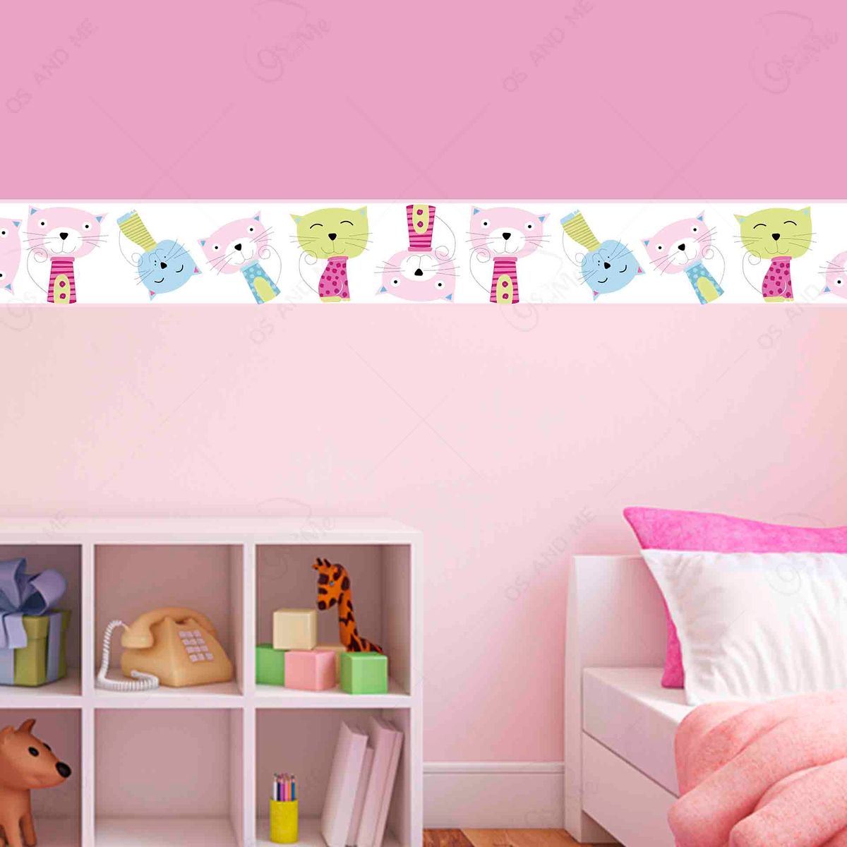 GENERICO - Cenefa Infantil Autoadhesiva Decorativa – Gatos Dibujo – 5.92 mts